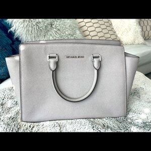 Gray Satchel Bag with Duster Bag - Gently used